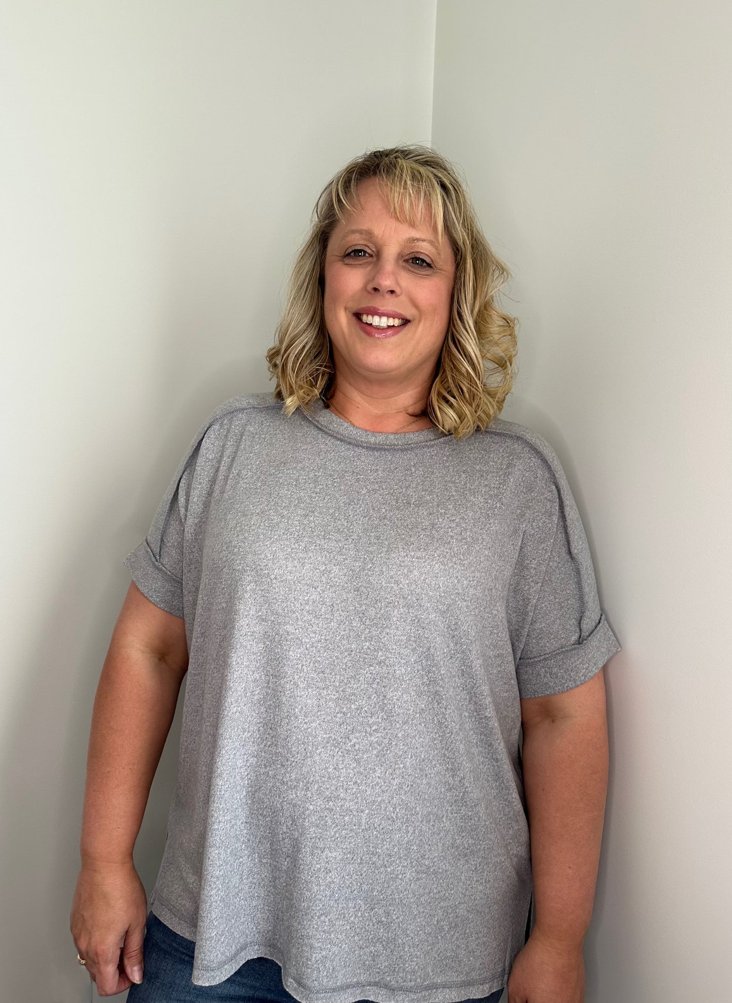 Amelia Plus Top - Grey