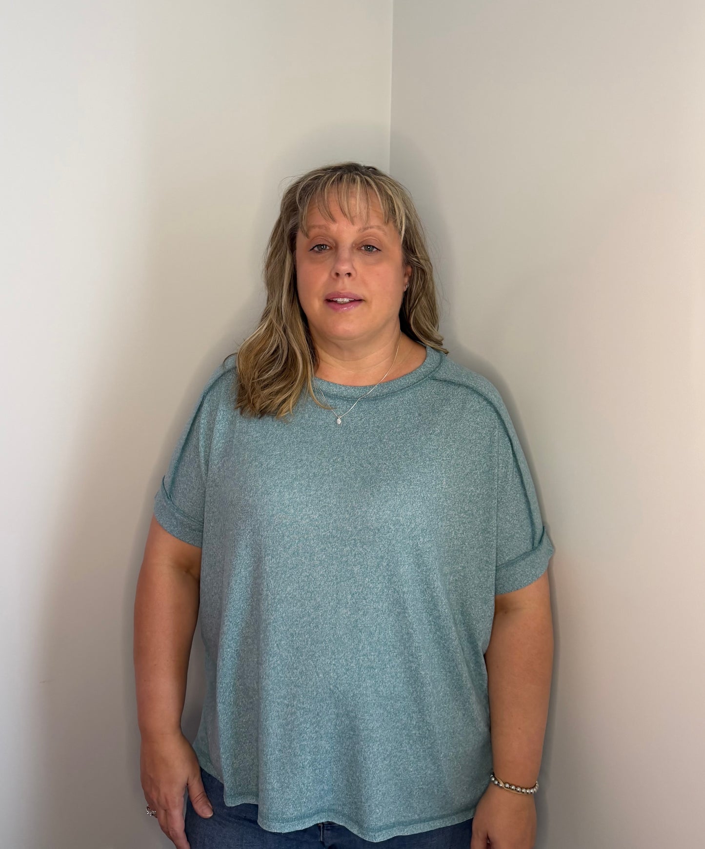 Amelia Plus Top - Dusty Teal
