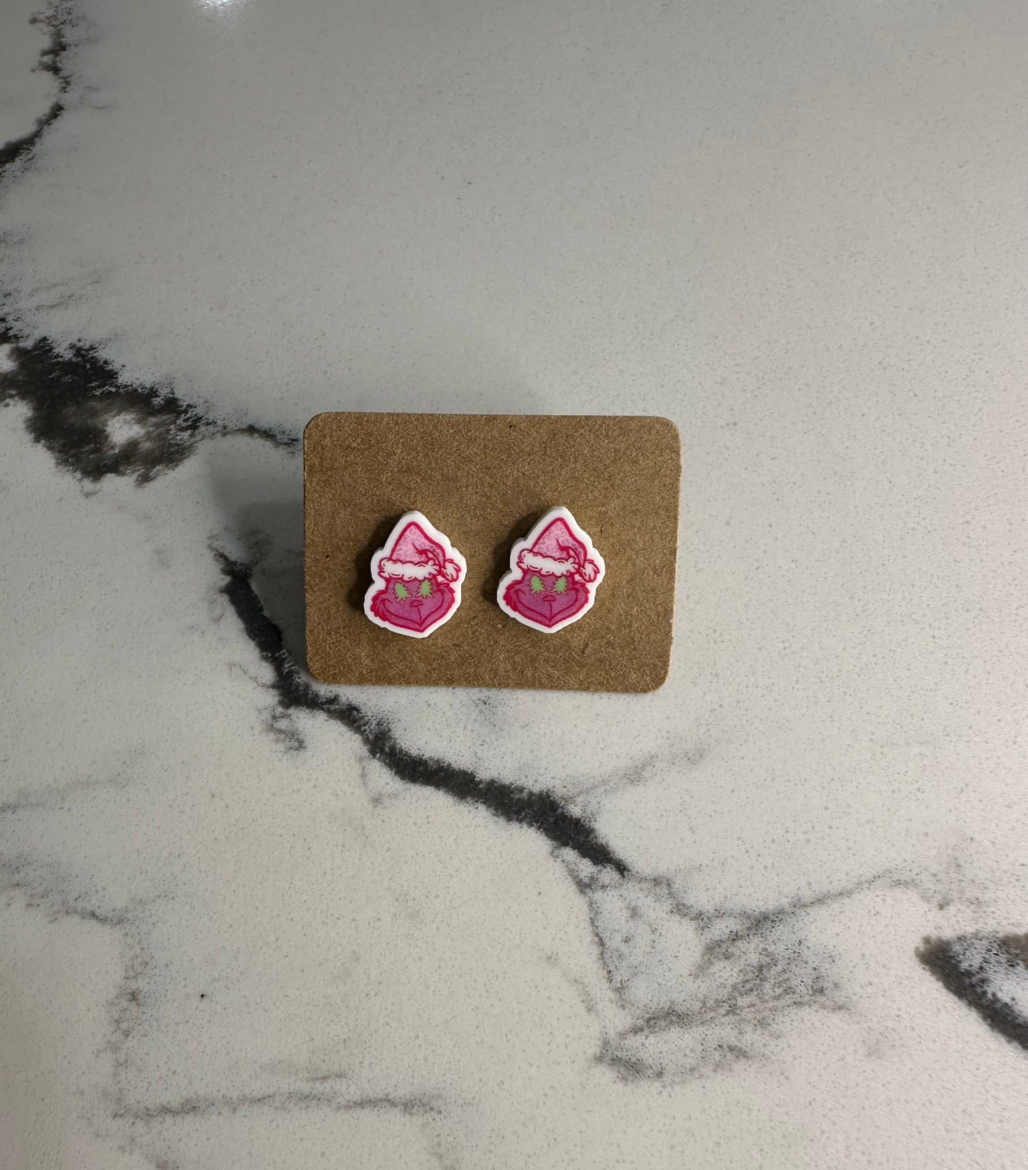 Pink Grinch Mini Stud Earrings