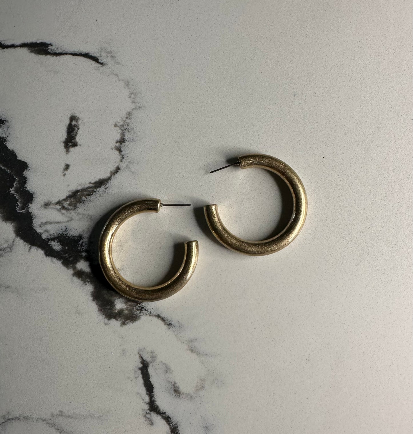 Brushed Gold Hoops