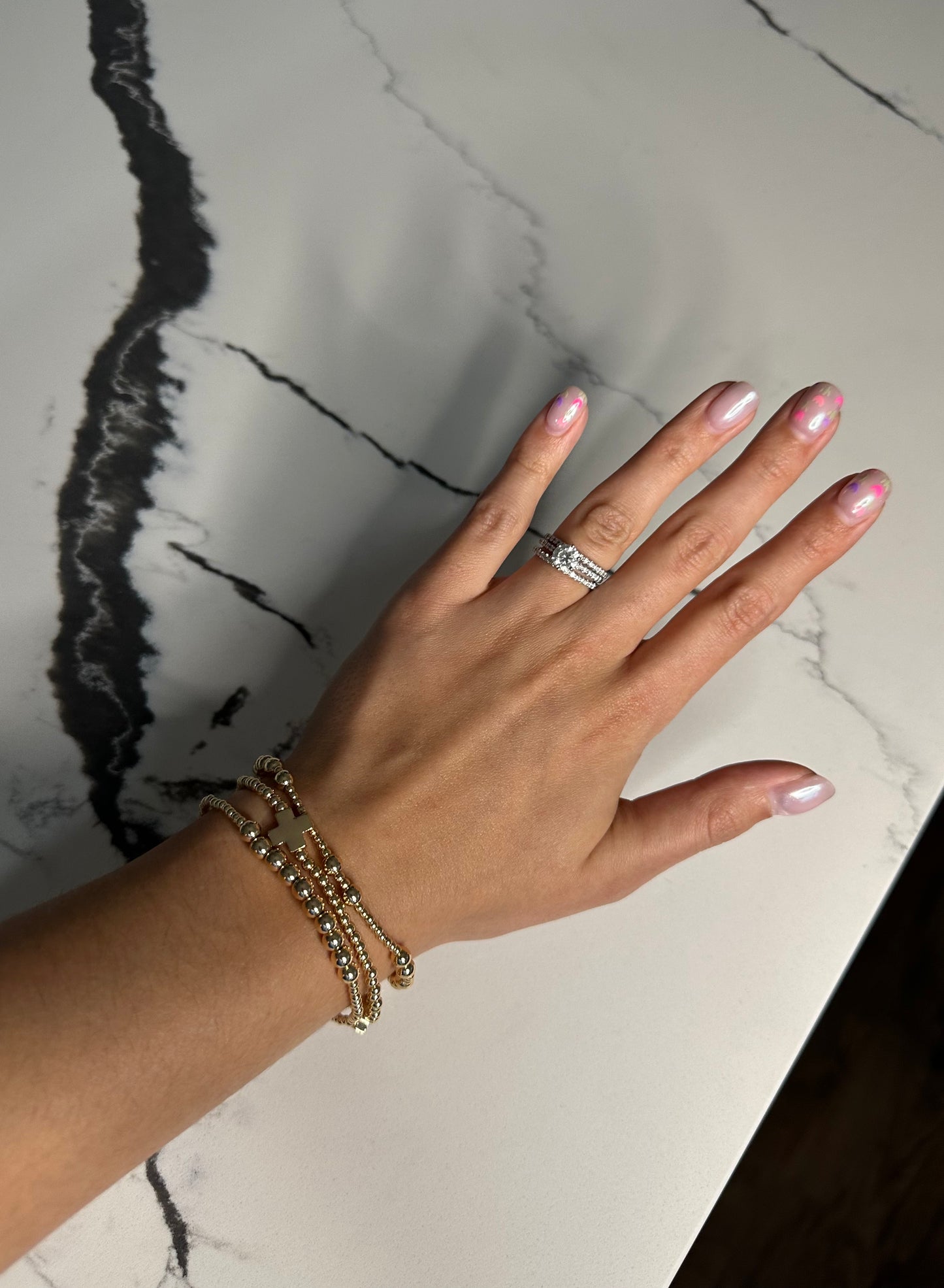 Cross Stretch Bracelet Set - Gold