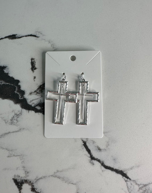 Double Cross Earrings - Gold