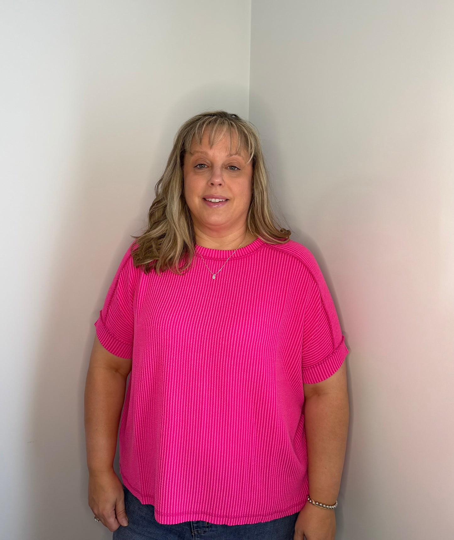Hazel Plus Top - Neon Pink