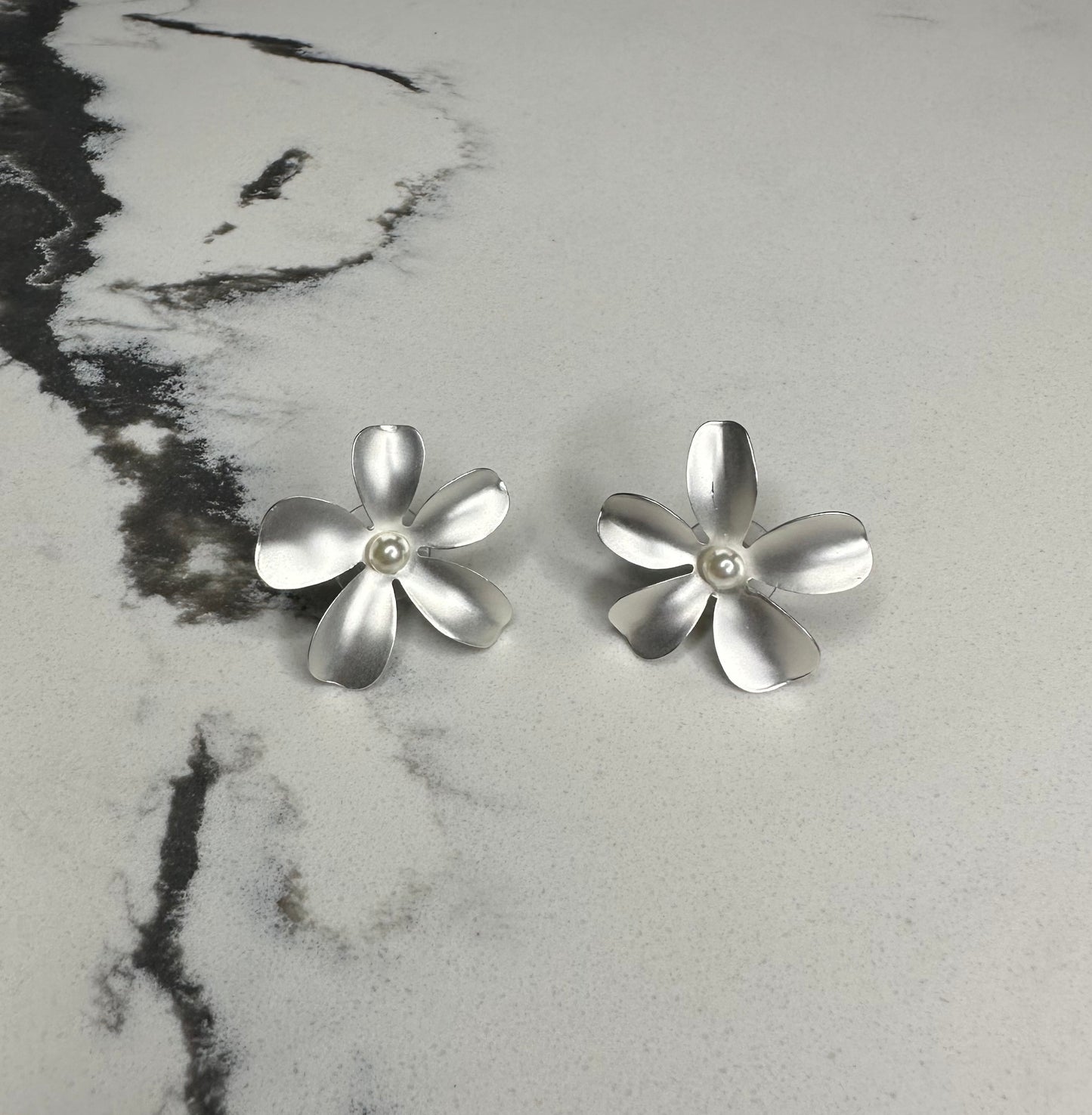 Silver Flower Stud Earrings