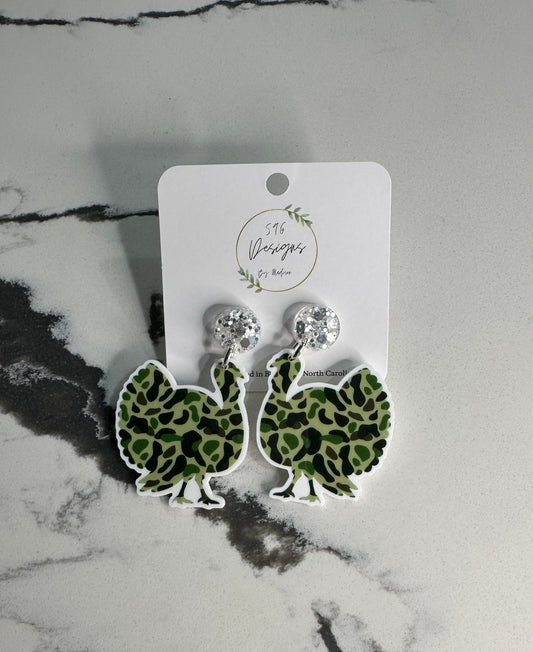 Camo Turkey Statement Earrings