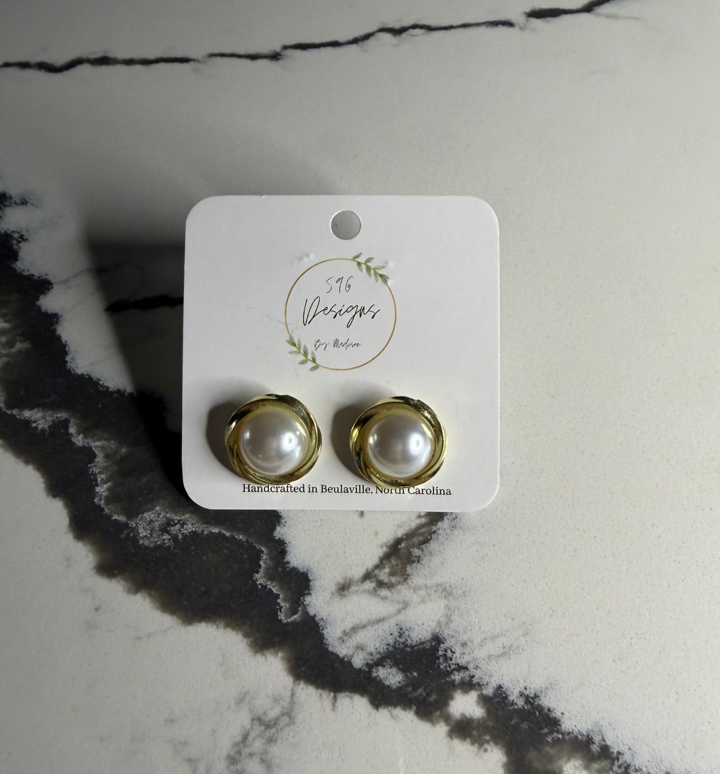 Round Pearl Stud Earrings