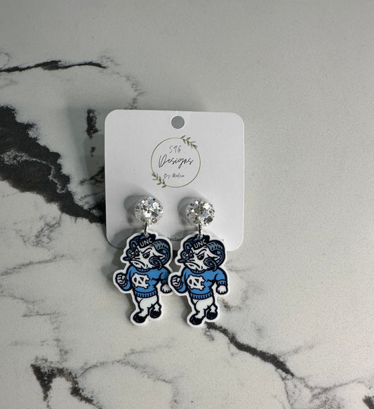 UNC Standing Ram Statement Earrings