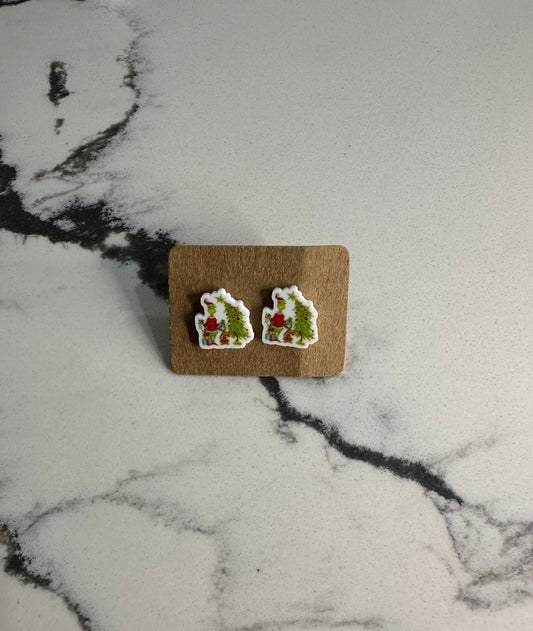 Grinch Scene Mini Stud Earrings