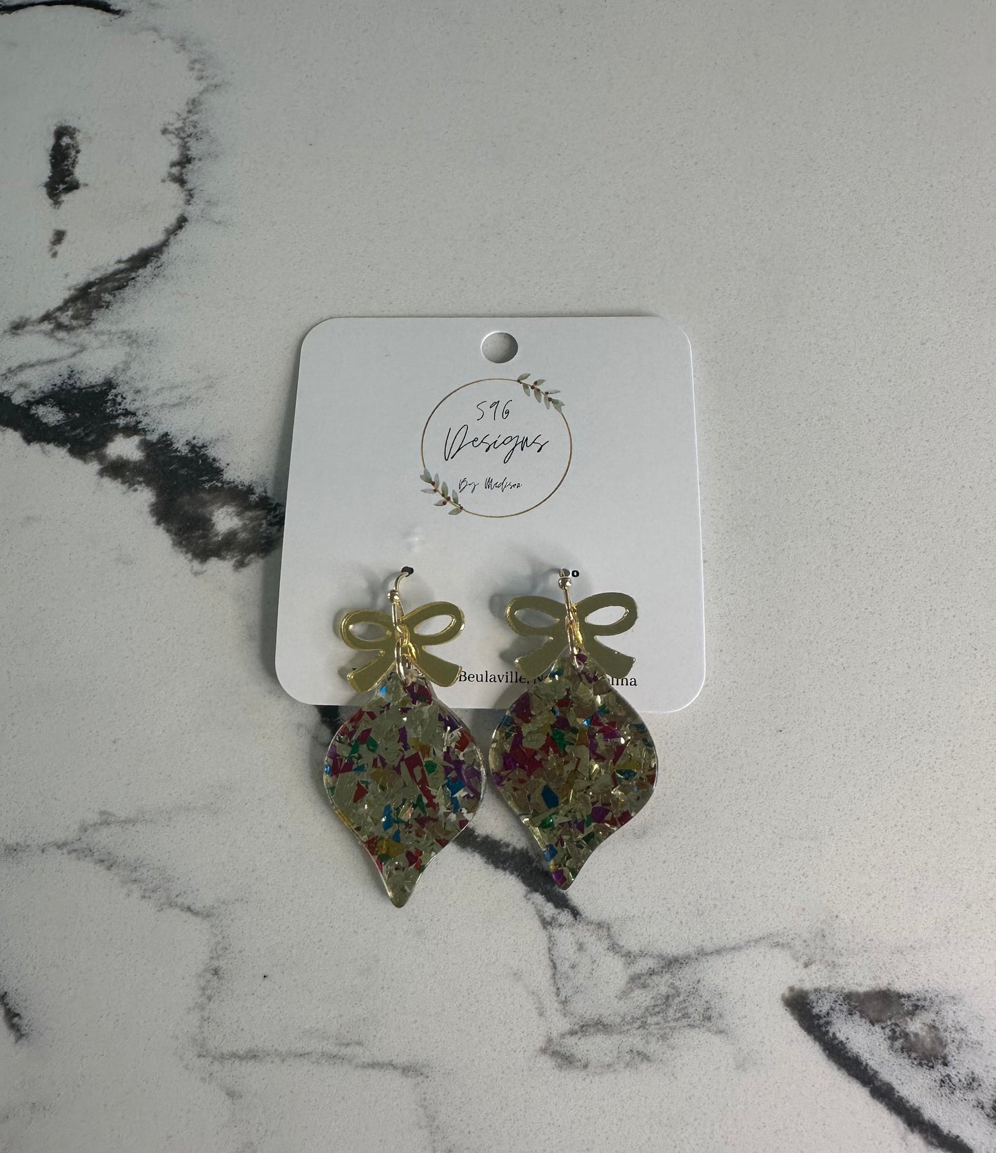 Gold Confetti Ornament Statement Earrings