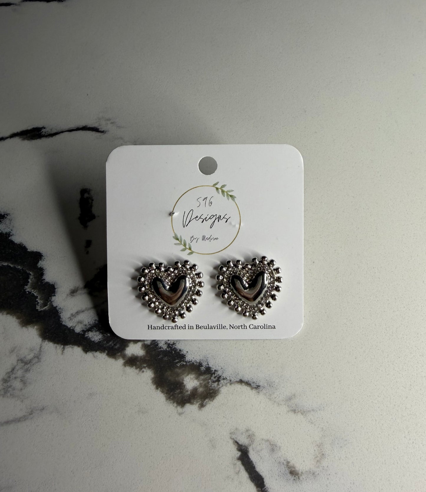 Heart Stud Earrings - Silver