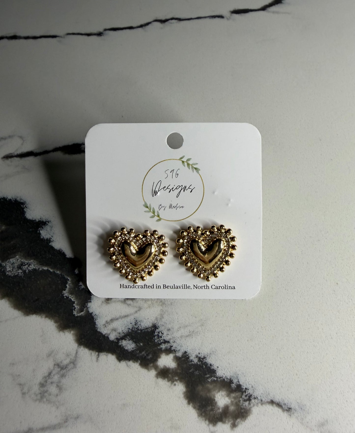 Heart Stud Earrings - Gold