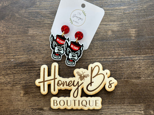 NC State Wolf Statement Earrings