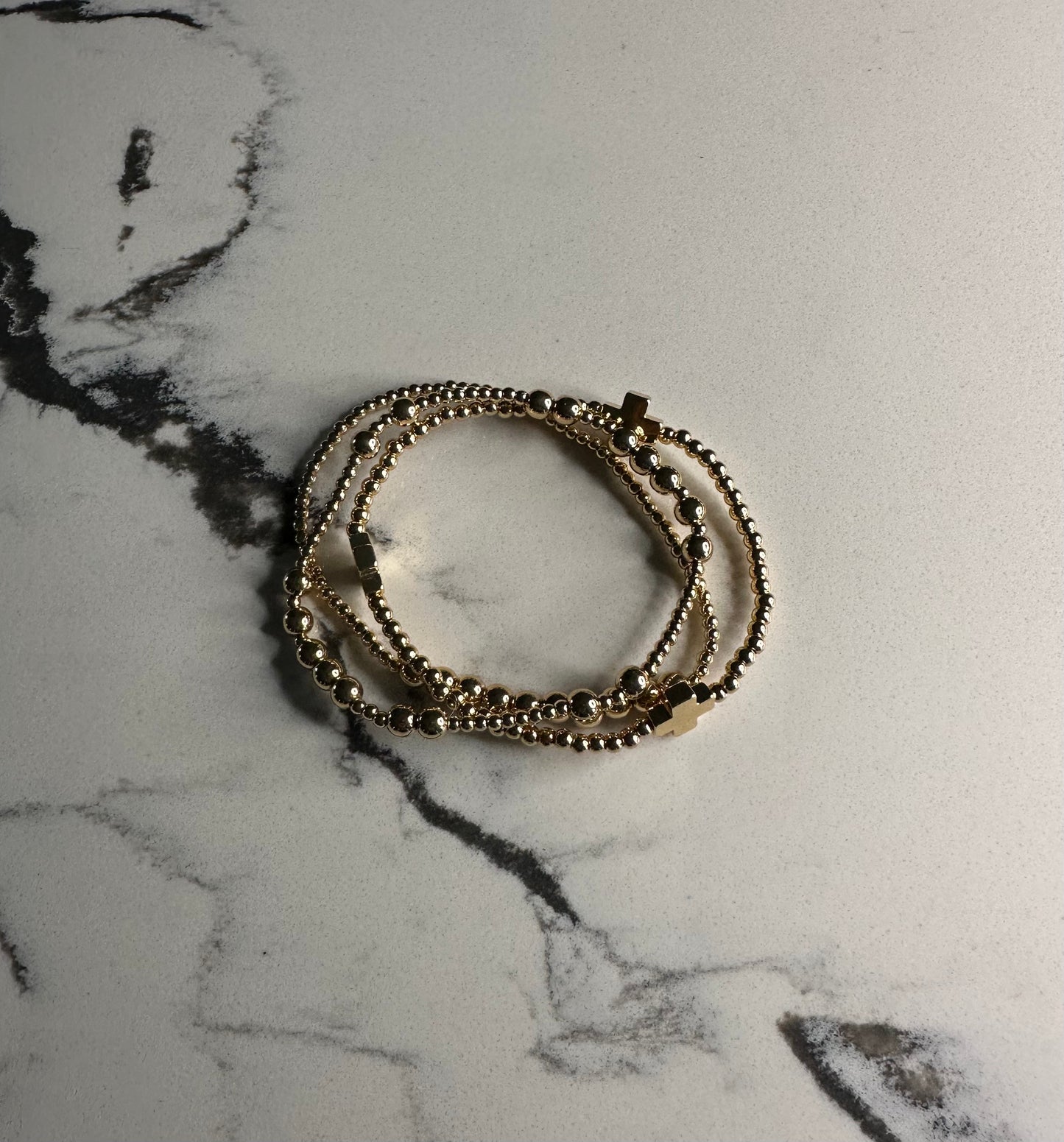 Cross Stretch Bracelet Set - Gold