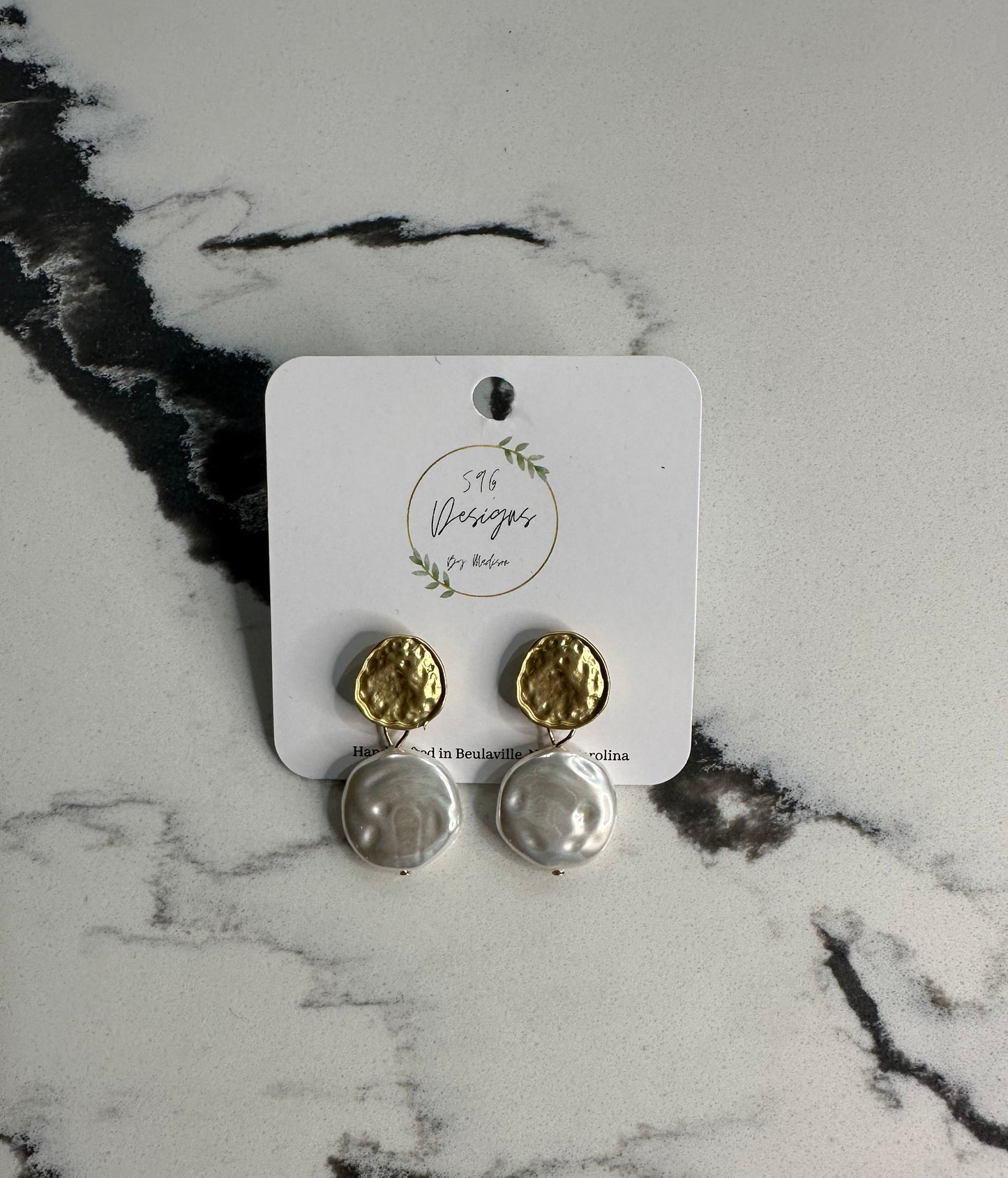 Flat Pearl Dangle Earrings