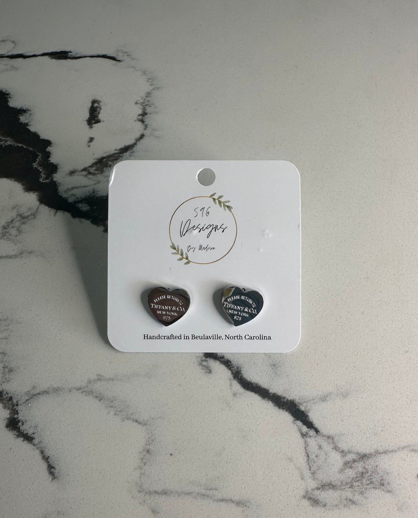 Tiffany Heart Stud Earrings - Silver